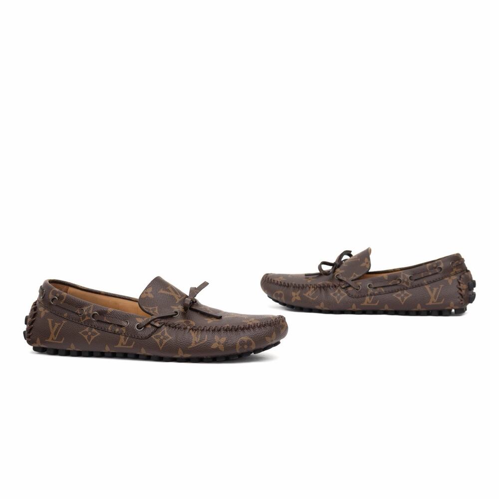 Louis Vuitton Men’s Brown Monogram Canvas Arizona Slip On Moccasins Loafers US8